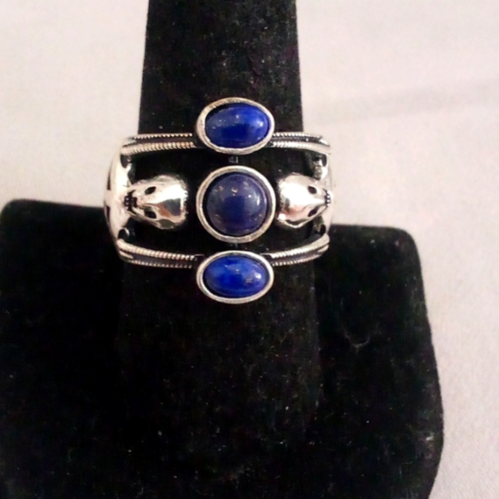 Biker lapis skull ring Size 8.5 😯